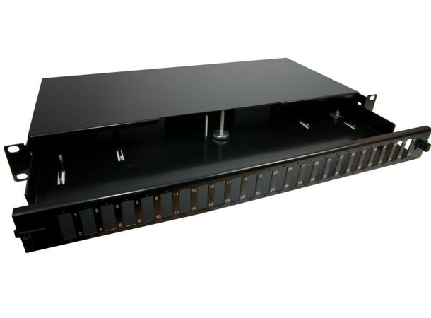 ODF 19" 1HE 24xSCD utdragbar/delbar svart 